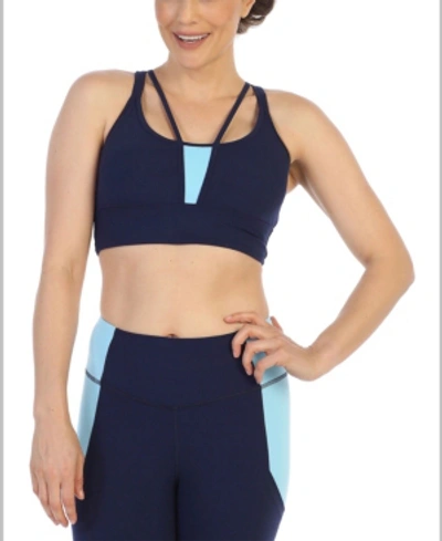 American Fitness Couture Medium Support Multi Cross Strap Sports Bra In Blue
