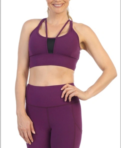 American Fitness Couture Medium Support Multi Cross Strap Sports Bra In Purple