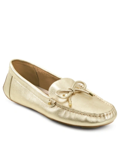 Shop Aerosoles Brookhaven Loafer With Bow Women's Shoes In Gold Metallic
