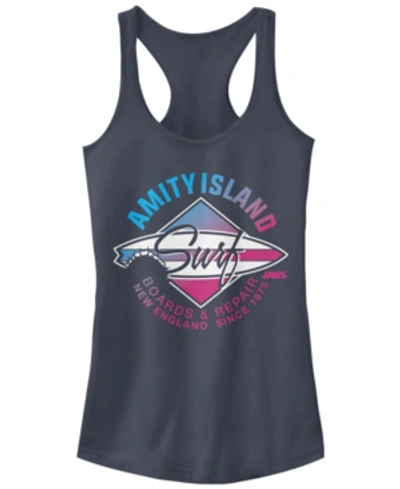 Shop Fifth Sun Jaws Amity Island Surf Boards And Repair Ideal Racer Back Tank In Indigo