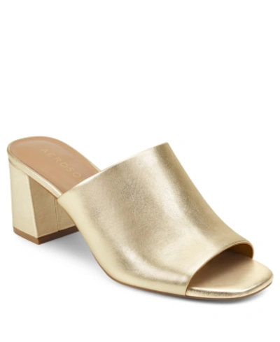 Shop Aerosoles Women's Erie Block Heel Slide Sandal Women's Shoes In Gold Metallic
