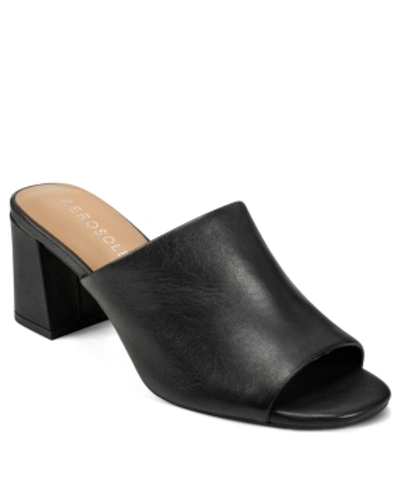 Shop Aerosoles Women's Erie Block Heel Slide Sandal Women's Shoes In Black Leather