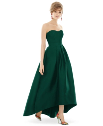 Shop Alfred Sung Strapless High-low Maxi Dress In Hunter Green