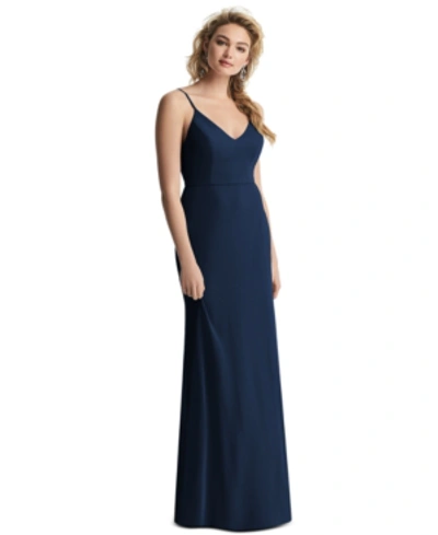 Shop After Six Women's Draped-back Sleeveless V-neck Gown In Midnight Blue