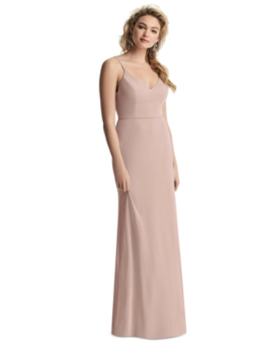 Shop After Six Draped-back Sleeveless Gown In Toasted Beige