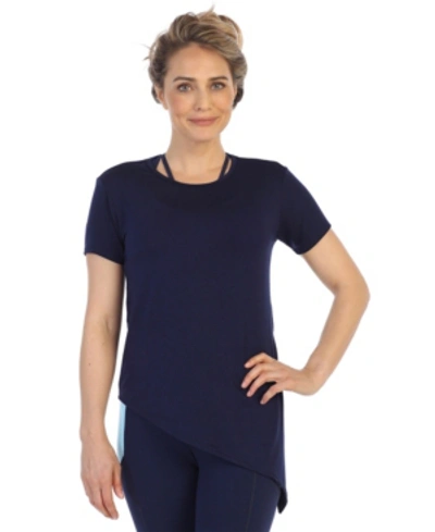 American Fitness Couture Rayon Made From Organic Bamboo Side Tie Studio Tee In Blue