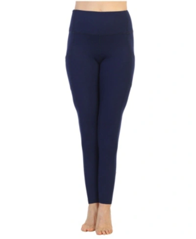 Shop American Fitness Couture High Waist Full Length Pocket Compression Leggings In Blue