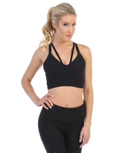 American Fitness Couture Medium Support Strappy Back Sports Bra In Black