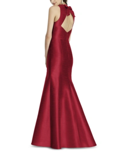 Shop Alfred Sung Bow-back Trumpet Gown In Barcelona Red