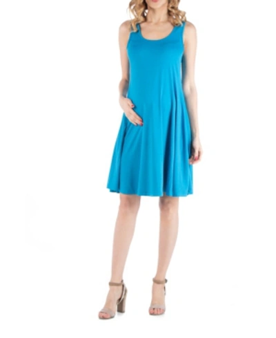 24seven Comfort Apparel A Line Slim Fit And Flare Maternity Dress In Blue