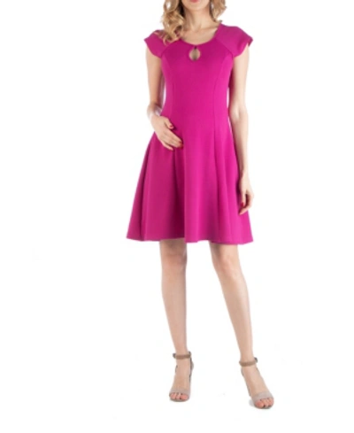 Shop 24seven Comfort Apparel Maternity Dress With Keyhole Neck In Pink