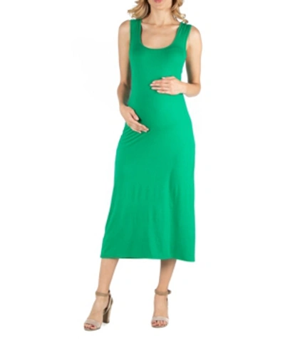 Shop 24seven Comfort Apparel Scoop Neck Maternity Maxi Dress With Racerback Detail In Green