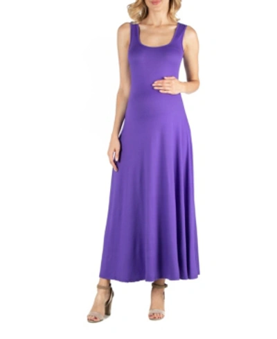 24seven Comfort Apparel Slim Fit A-line Sleeveless Maxi Dress In Lilac