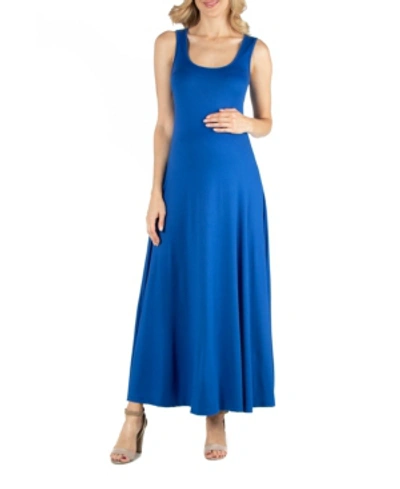 Shop 24seven Comfort Apparel Slim Fit A Line Sleeveless Maternity Maxi Dress In Lapis