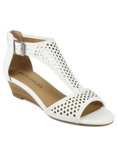 Shop Aerosoles Sapphire Low Wedge Sandal Women's Shoes In White