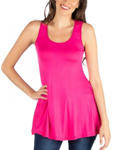 24seven Comfort Apparel Scoop Neck Razorback Sleeveless Tunic Top In Pink