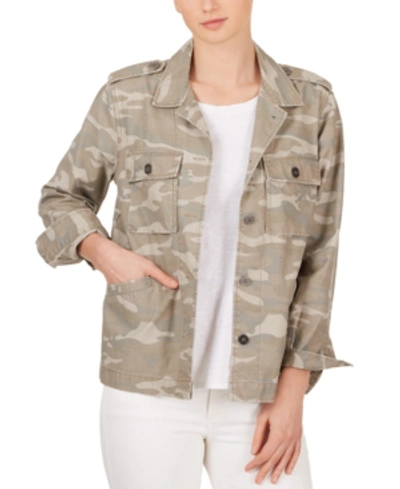 Shop Adyson Parker Cotton Camo-print Boyfriend Jacket In Neutral Camouflage