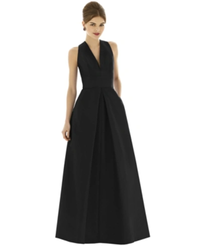 Shop Alfred Sung Pleat-skirt A-line Gown In Black