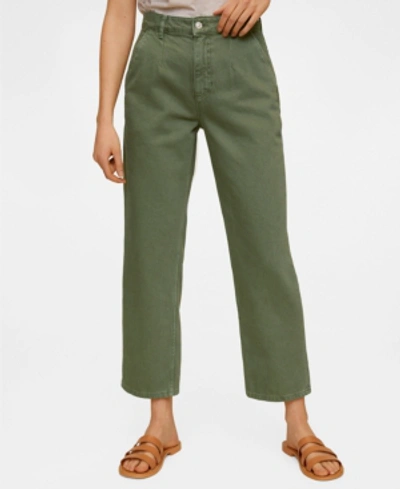 Shop Mango Cropped Darts Jeans In Green