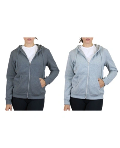 Shop Galaxy By Harvic Women's Fleece Lined Zip Hoodie, Pack Of 2 In Charcoal Heather Grey