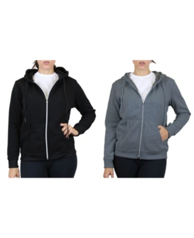Shop Galaxy By Harvic Women's Fleece Lined Zip Hoodie, Pack Of 2 In Black Charcoal