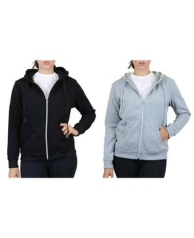 Shop Galaxy By Harvic Women's Fleece Lined Zip Hoodie, Pack Of 2 In Black Heather Grey