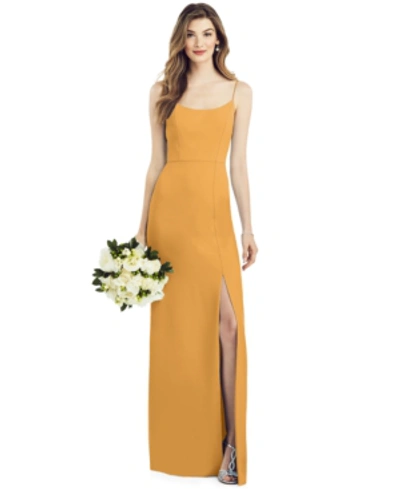 Shop After Six Crepe Side-slit Gown In Nyc Yellow