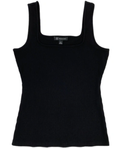 Inc International Concepts Women's Square Neck Rib Tank, Created For Macy's In Deep Black