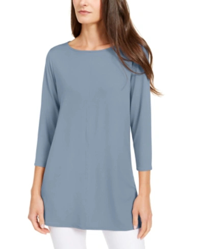 Shop Alfani 3/4-sleeve Tunic, Created For Macy's In Precious Blue