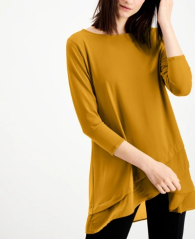 Shop Alfani Sheer Crossover-hem Tunic, Created For Macy's In Marigold Petal