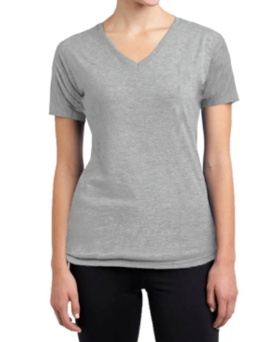 Shop Galaxy By Harvic Short Sleeve Cotton Stretch Fitted V-neck Tees In Heather Gr