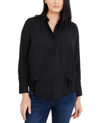 Shop A Pea In The Pod Tiered Zipper Side Access Nursing Blouse In Black