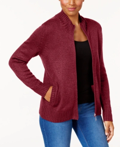 karen scott zip front sweater