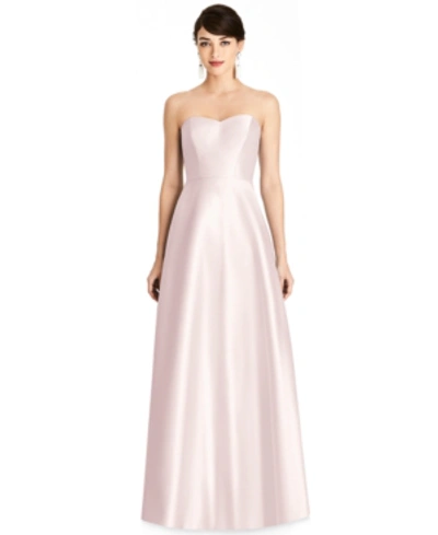 Shop Alfred Sung Strapless Satin Twill Gown In Blush