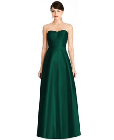 Shop Alfred Sung Strapless Satin Twill Gown In Hunter