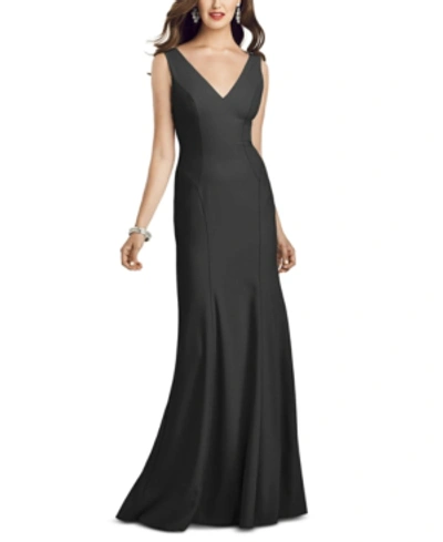 Shop Dessy Collection V-neck Open-back Gown In Black
