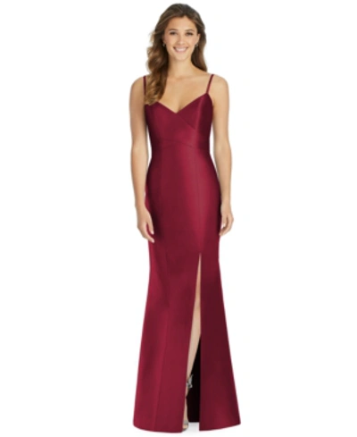 Shop Alfred Sung Satin A-line Gown In Burgundy