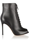 GIANVITO ROSSI Lace-up leather peep-toe ankle boots