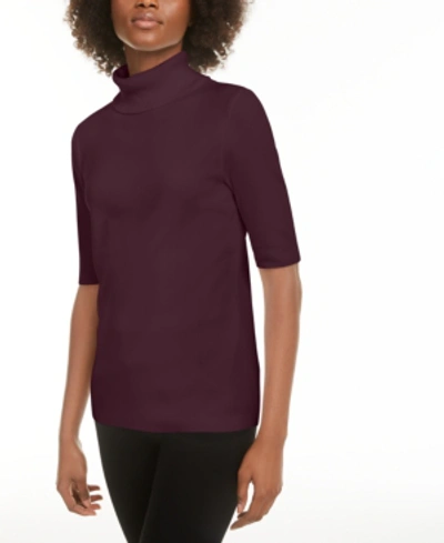Shop Alfani Elbow-sleeve Turtleneck Sweater, Created For Macy's In Berry Jam