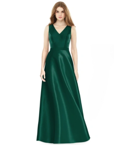 Shop Alfred Sung Satin A-line Gown In Hunter