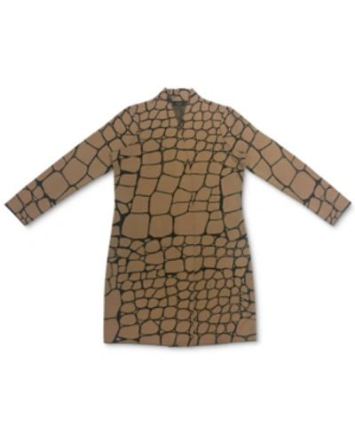 Shop Alfani Snakeskin-print Cardigan, Created For Macy's In Clay Snake Pattern