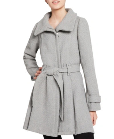 Shop Madden Girl Juniors' Asymmetrical Belted Wrap Coat, Created For Macy's In Ice Grey