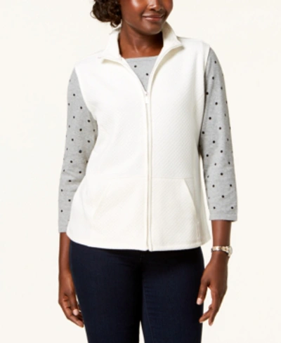 Shop Karen Scott Quilted Fleece Vest, Created For Macy's In Eggshell