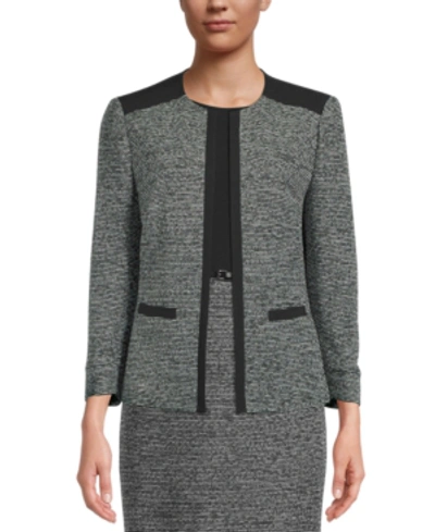 Shop Kasper Tweed Jacket In Grey