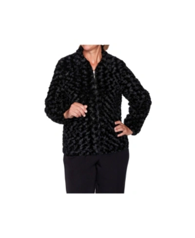 Shop Alfred Dunner Women's Faux Fur Jacket In Black