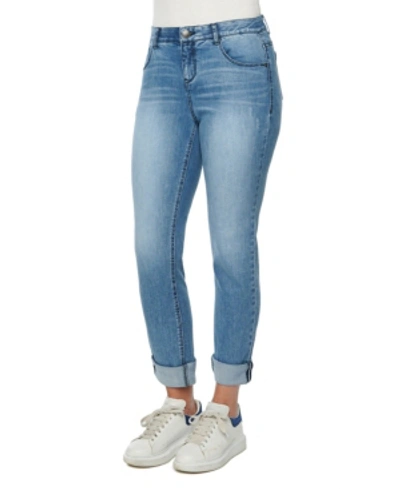 Shop Democracy Women's Mid-rise Ab Solution Girlfriend Jeans In Blue
