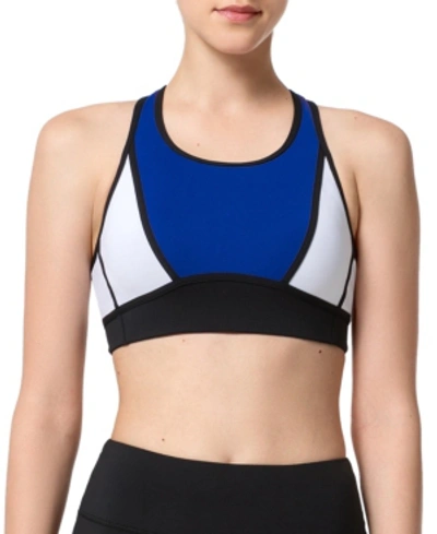 Shop Yvette Women's Contrast High Support Sports Bra In Medium Blue