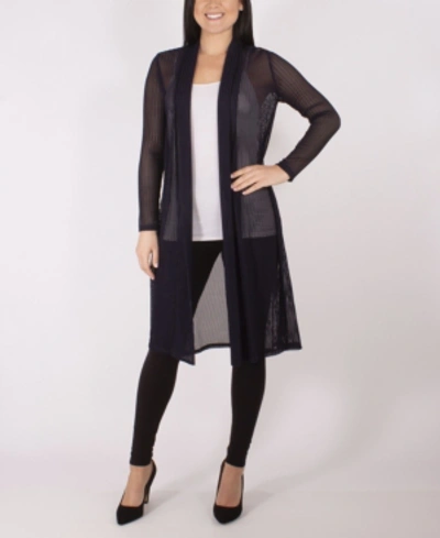 Shop Ny Collection Long Sleeve Foldover Shawl Collar Duster In Navy