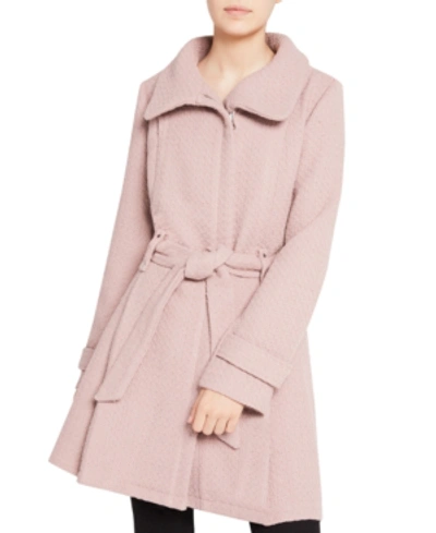 Shop Madden Girl Juniors' Asymmetrical Belted Wrap Coat, Created For Macy's In Dusty Pink
