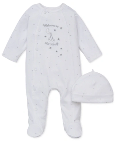 Shop Little Me Baby Boys Or Baby Girls Welcome To World Footed Coverall And Hat, 2 Piece Set In White